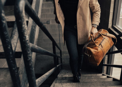 mens leather weekend bag