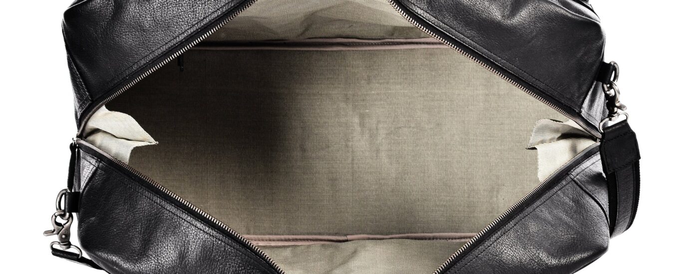black weekender bag